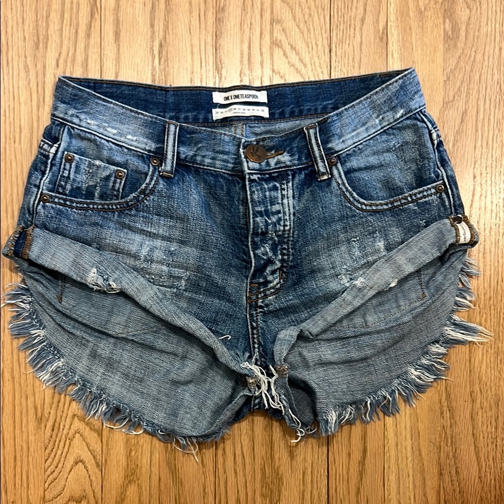 Distressed Blue Denim Shorts